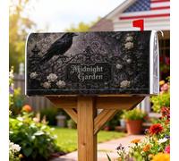 Copertura magnetica per cassetta postale con corvo, decorazione gotica elegante con rose, per Halloween, colore nero, decorazione per giardino, patio, 53 x 64 cm