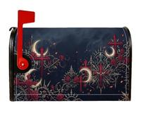 Copertura magnetica per cassetta postale con croce gotica e rosa, 45,7 x | Stile artistico gotico, involucri per cassette postali, rose rosse, luna crescente, superficie resistente alle intemperie