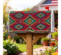 Copertura magnetica per cassetta postale con diamanti, copertura per cassetta postale a triangolo tribale bohémien a zigzag rosso autunnale per decorazioni per casa e giardino, 45,7 x 53,3 cm
