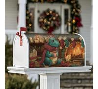 Copertura magnetica per cassetta postale con drago, calze natalizie natalizie, candele, copertura per cassetta della posta verde per la casa e il giardino, 45 x 53 cm