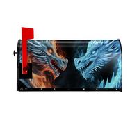 Copertura magnetica per cassetta postale con drago di ghiaccio e fuoco, dimensioni standard 64,8 x 53,3 cm, copertura magnetica per cassetta delle lettere, decorazioni per la casa e il giardino