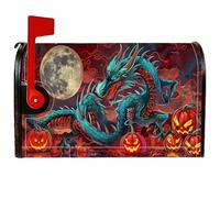 Copertura magnetica per cassetta postale con drago, fantasia di Halloween, zucca, luna, Halloween, decorazione per cassetta postale per esterni, giardino, cortile, 45 x 53 cm