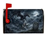 Copertura magnetica per cassetta postale con drago, fantasia, gotico, montagne, Halloween, colore nero, decorazione per porta d'ingresso, 53 x 64 cm