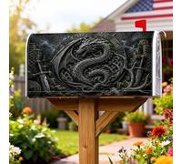 Copertura magnetica per cassetta postale con drago, fantasia, spada medievale, corna di spada, nessuna pelle nera, per decorazione da giardino all'aperto, 53 x 64 cm