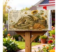 Copertura magnetica per cassetta postale con drago, fantasioso girasole a nido d'ape estate oro copertura per cassetta postale per decorazione giardino cortile 53 x 64 cm