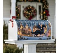 Copertura magnetica per cassetta postale con drago, motivo natalizio fantasy, casa di pan di zenzero, bastoncino di zucchero, decorazione per prato, 45 x 53 cm
