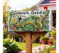 Copertura magnetica per cassetta postale con drago, tucano tropicale estivo, decorazione per cassetta postale verde per giardino, cortile, 53 x 64 cm