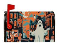 Copertura magnetica per cassetta postale con fantasma, decorazione per cassetta della posta di Halloween, vintage, zucca, pipistrello, Halloween, decorazione per porta d'ingresso, 45,7 x 53,7 cm