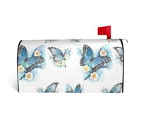 Copertura magnetica per cassetta postale con farfalla blu su fiore stampato, resistente ed elegante, impermeabile, facile da installare per tutte le stagioni