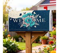 Copertura magnetica per cassetta postale con fiori, elegante farfalla foglia primavera blu copertura per la casa giardino decorazioni 53 x 64 cm