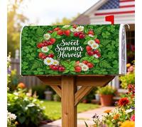 Copertura magnetica per cassetta postale con fragole, ciliegie estive e margherite, decorazione per esterni, giardino, cortile, 53 x 64 cm