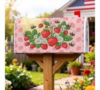 Copertura magnetica per cassetta postale con fragole, copertura per cassetta postale estiva vintage con api e margherite, per decorazione portico anteriore, 53 x 64 cm