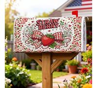 Copertura magnetica per cassetta postale con fragole, fantasia estiva con margherite con fiocco rosso per le vacanze, per decorazione del cortile anteriore, 45,7 x 53,7 cm