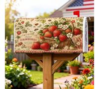 Copertura magnetica per cassetta postale con fragole, rustica vintage per cestini, fiori, estate rossa, copertura per la decorazione del prato, 53 x 64 cm
