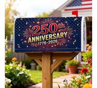 Copertura magnetica per cassetta postale con fuochi d'artificio, decorazione per prato, 45,7 x 53,7 cm, con stelle patriottiche e coriandoli per anniversario, colore blu navy