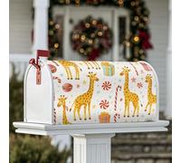 Copertura magnetica per cassetta postale con giraffa, scatola regalo natalizia con bastoncini di zucchero giocoso per Natale, copertura per cassetta della posta gialla per decorazione da giardino e