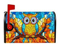 Copertura magnetica per cassetta postale con gufo, fantasiose foglie allegre rami autunnali arancioni per le vacanze copertura per la decorazione del prato 53 x 64 cm