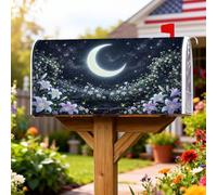 Copertura magnetica per cassetta postale con luna crescente, gigli e stelle notturne estate blu scuro stagionale decorazione per esterni giardino cortile 53 x 64 cm