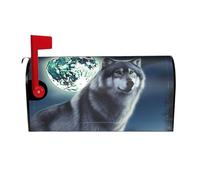 Copertura magnetica per cassetta postale con lupo sotto la luna, dimensioni standard 64,8 x 53,3 cm, copertura per cassetta delle lettere primaverile estiva copertura per cassetta delle lettere di