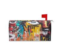 Copertura magnetica per cassetta postale con occhi di graffiti e occhi rossi e gialli per l'inverno, copertura magnetica unica per cassetta postale, 52,8 x 64,5 cm