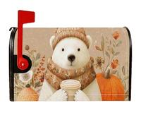 Copertura magnetica per cassetta postale con orso polare, copertura per cassetta postale stagionale autunnale con zucca, per decorazione del portico anteriore, 45,7 x 53,7 cm