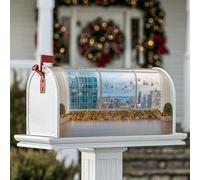 Copertura magnetica per cassetta postale con paesaggio urbano, ornamento moderno da appendere, decorazione invernale blu per la casa e il giardino, 53 x 64 cm