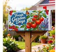 Copertura magnetica per cassetta postale con pomodori, copertura per cassetta postale da giardino rustica con farfalla color lavanda estiva rossa per decorazioni per la casa e il giardino, 45,7 x 53,7
