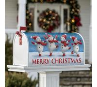 Copertura magnetica per cassetta postale con pupazzo di neve, fantasiosa sciarpa e cappello natalizio bianco, copertura per cassetta della posta, decorazione per portico anteriore, 45,7 x 53,7 cm