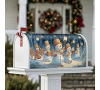 Copertura magnetica per cassetta postale con pupazzo di neve, lanterna di pan di zenzero natalizia blu copertura per la decorazione del prato 53 x 64 cm