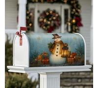 Copertura magnetica per cassetta postale con pupazzo di neve, lanterna natalizia per Natale, blu, protezione per la posta per la casa e il giardino, 45,7 x 53,3 cm