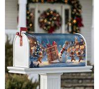 Copertura magnetica per cassetta postale con pupazzo di neve, regalo natalizio con omino di pan di zenzero, decorazione per casa e giardino, 53 x 64 cm