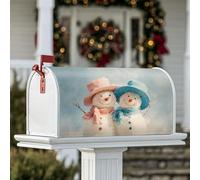 Copertura magnetica per cassetta postale con pupazzo di neve, sciarpa invernale per le festività invernali, copertura per cassetta postale blu per decorazione del prato, 53 x 64 cm