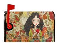 Copertura magnetica per cassetta postale con ragazza, copertura per cassetta postale autunnale con frutta e fiori, per esterni, decorazione da cortile, 45,7 x 53,7 cm