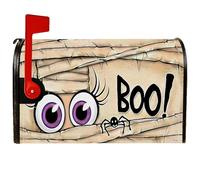 Copertura magnetica per cassetta postale con ragno, occhi fantasiosi di Halloween Boo! Pelle nera per cassetta postale per decorazione cortile anteriore 45,7 x 53,3 cm