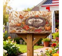 Copertura magnetica per cassetta postale con ricci, rustiche e affascinanti zucche, foglie autunnali arancioni, protezione per la posta per la casa e il giardino, 53 x 64 cm