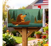 Copertura magnetica per cassetta postale con riccio, fantasiosa natura, barca, alberi primaverili, per decorazioni esterne, 53 x 64 cm