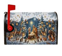 Copertura magnetica per cassetta postale con scena religiosa invernale e | Animali del bosco, copertura della posta della cassetta postale, foresta innevata, arte religiosa, lanterne luminose