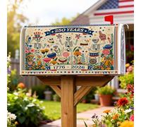 Copertura magnetica per cassetta postale con scheletri, motivo natalizio con fiori fantasiosi e stelle, per il giorno dell'indipendenza, decorazione per porta d'ingresso, 45 x 53 cm