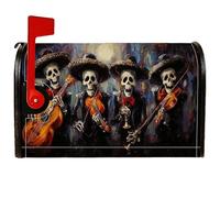 Copertura magnetica per cassetta postale con scheletro, vibrante artistica, per chitarra, violino, Halloween, copertura per cassetta della posta, decorazione per esterni, 45,7 x 53,3 cm
