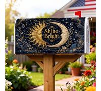 Copertura magnetica per cassetta postale con sole, fantasiosa decorazione artistica con luna e stelle, colore oro, per giardino, cortile, 45,7 x 53,3 cm