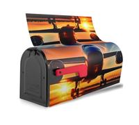 Copertura magnetica per cassetta postale con stampa di aeroplano, tramonto e cielo, decorativa, impermeabile, decorazione per la casa
