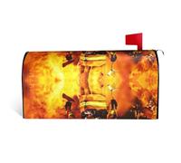 Copertura magnetica per cassetta postale con stampa di fiamme vigili del fuoco, resistente ed elegante, impermeabile, facile da installare per tutte le stagioni