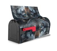 Copertura magnetica per cassetta postale con stampa di lupo con occhi azzurri, impermeabile, facile installazione