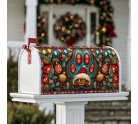 Copertura magnetica per cassetta postale con stampa di zampe, fantasiosi ornamenti rustici di agrifoglio rosso stagionale copertura per la casa e il giardino decorazioni 53 x 64 cm