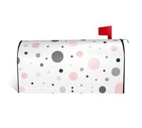 Copertura magnetica per cassetta postale con stampa moderna a pois rosa, grigio, bianco, resistente, elegante, impermeabile, facile da installare per tutte le stagioni
