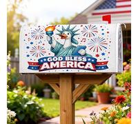 Copertura magnetica per cassetta postale con statua della libertà, copertura rossa per cassetta postale con fuochi d'artificio festivi patriottici, stelle per il giorno dell'indipendenza, decorazione