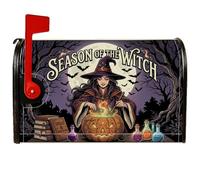 Copertura magnetica per cassetta postale con strega, fantasiose zucche rustiche per pozioni e bottiglie di Halloween arancione, protezione per la decorazione del cortile 45,7 x 53,7 cm