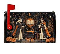 Copertura magnetica per cassetta postale con strega, fantasioso calderone rustico zucche per Halloween nero pelle per la decorazione del giardino esterno 53 x 64 cm