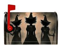 Copertura magnetica per cassetta postale con streghe, sagome di cappelli gotici spettrali per Halloween, copertura decorativa per cassetta postale per esterni e giardino, 53 x 64 cm