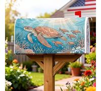 Copertura magnetica per cassetta postale con tartaruga, copertura per cassetta della posta con alghe marine fantasiose, corallo, estate, blu, decorazione per giardino, cortile, 45,7 x 53,3 cm